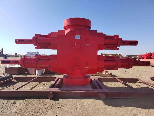 Double Ram BOP kute typu U z hydraulicznie otwieraną i zamykaną strukturą ścinającą maski z tandemowymi wzmacniaczami